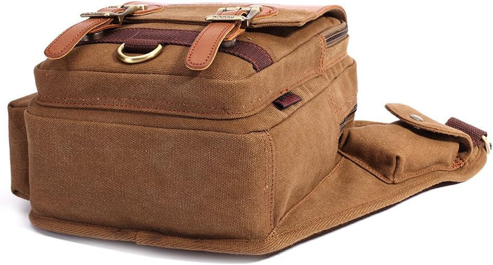 KAUKKO Canvas - Brusttasche für Damen und Herren - Umhängetasche 1-khaki, 1-khaki