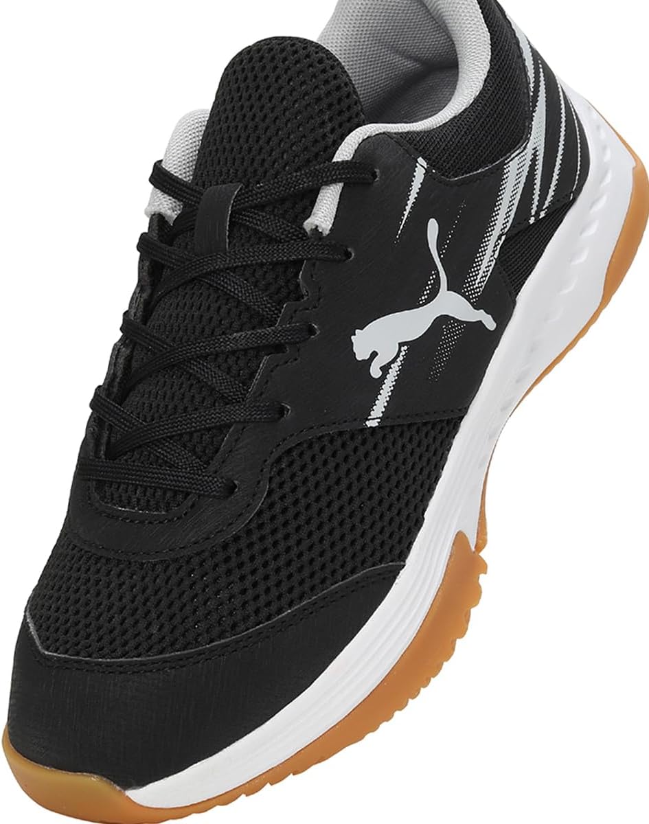 PUMA Unisex Kinder Varion Li Jr Indoor Court Shoe, Black Cool Light Gray Yellow Blaze Gum