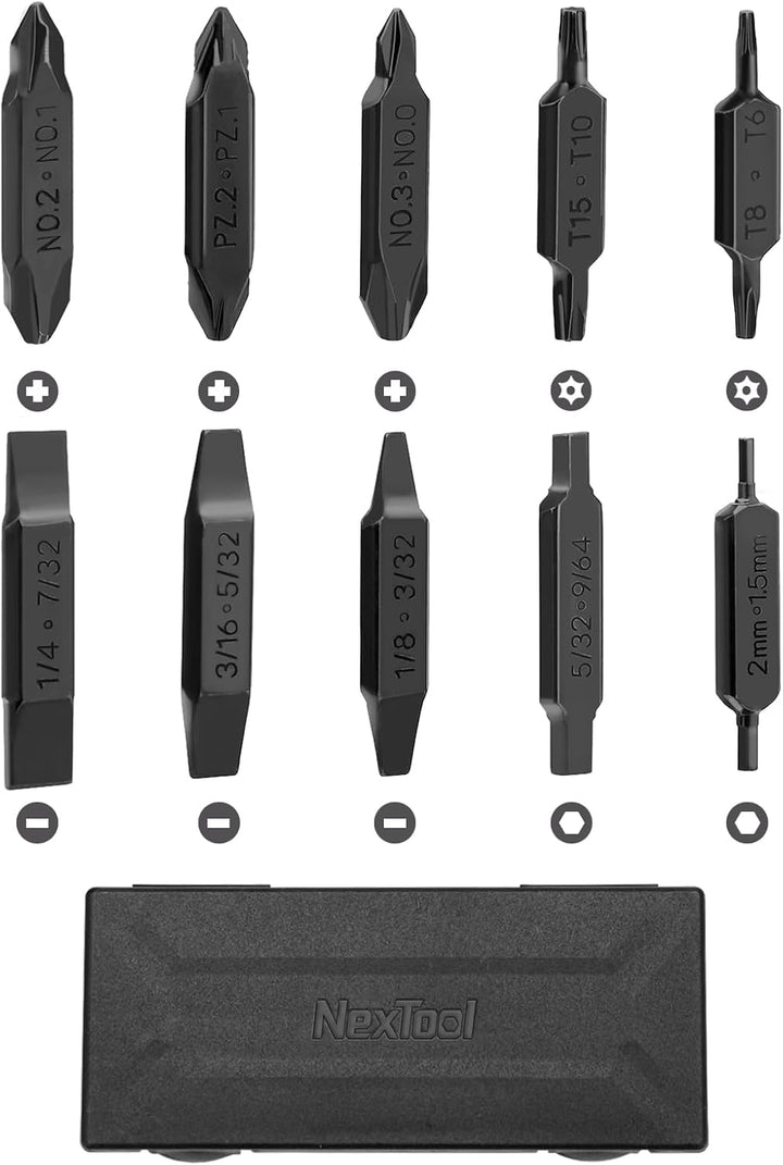 NexTool Bit-Set, 10 doppelendige Schraubendreher-Bits für Multi-Tools,Pocket Tool E1 und Flaggschiff