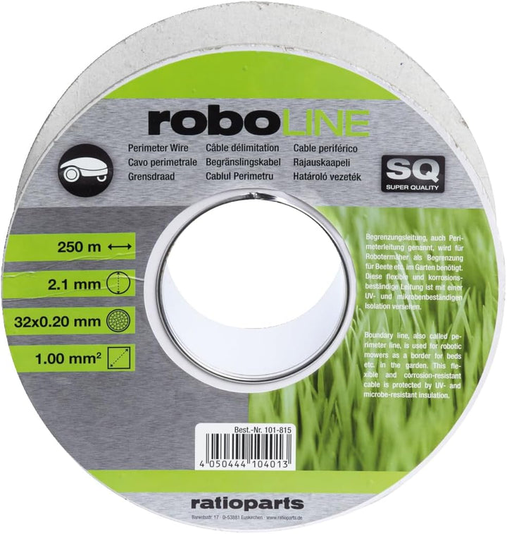Ratioparts Begrenzungskabel für Mähroboter Ø 2,1 mm, 250 m verzinnt, Grün 250m/2,1mm x 1mm², 250m/2,