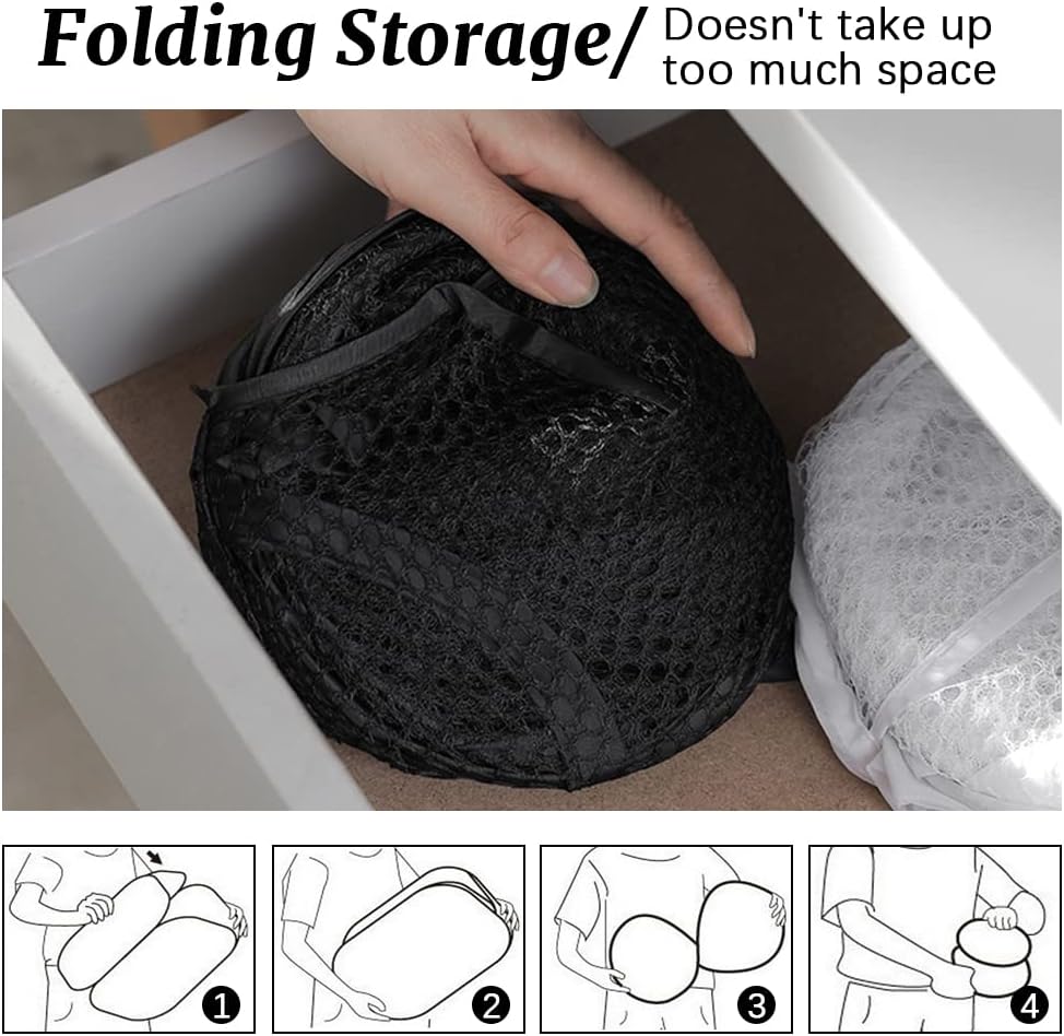 4Pcs Mesh Falten Wäschekörbe, 75L grosse Pop-up Wäsche Hamper Bins zusammenklappbar mit Griffen und