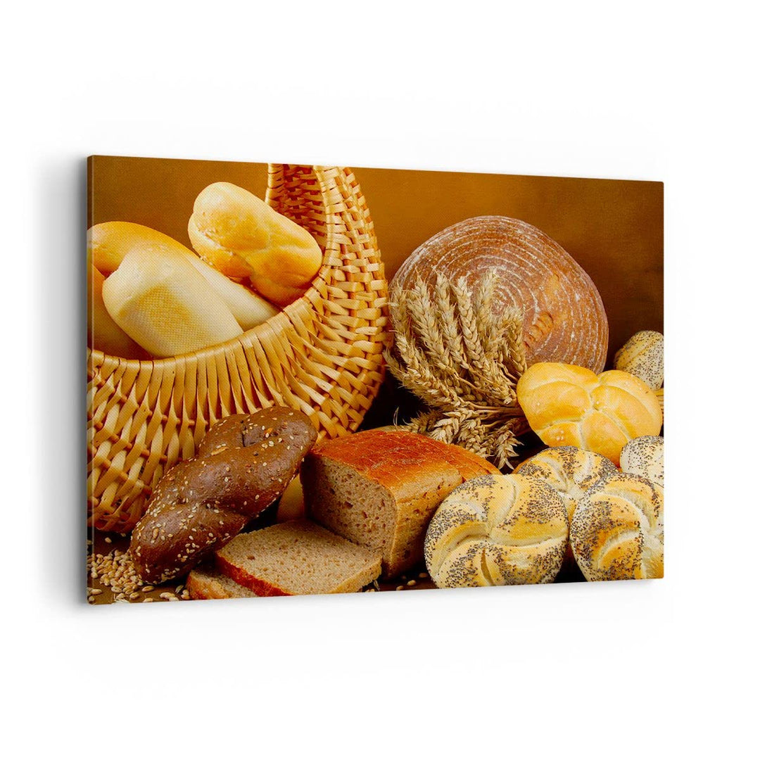 Bilder auf Leinwand 100x70cm Leinwandbild mit Rahmen Bäckerei Brot Essen Gross Wanddeko Bild Schlafz