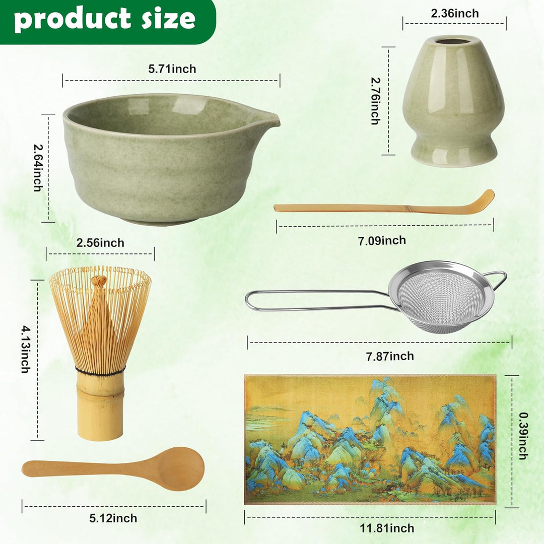 Matcha Set - Matcha Tea Set 7 Piece Matcha Besen Set, Matcha Zubehör - Matcha Set für Einsteiger - S