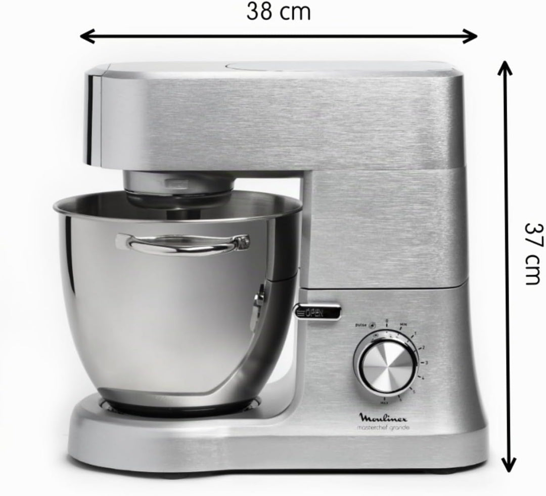 Moulinex Masterchef QA810D Planetary Knetmaschine, 6,7 Liter, Küchenmaschine mit Schneebesen, Schnee