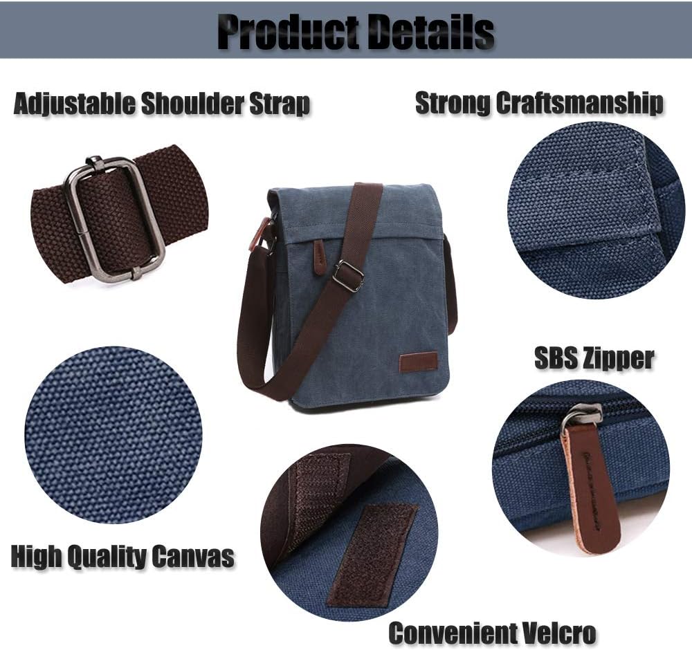 LOSMILE Herren Umhängetaschen, Leinwand Schultertaschen, Laptoptasche,Schulranzen, für Schule und Ar