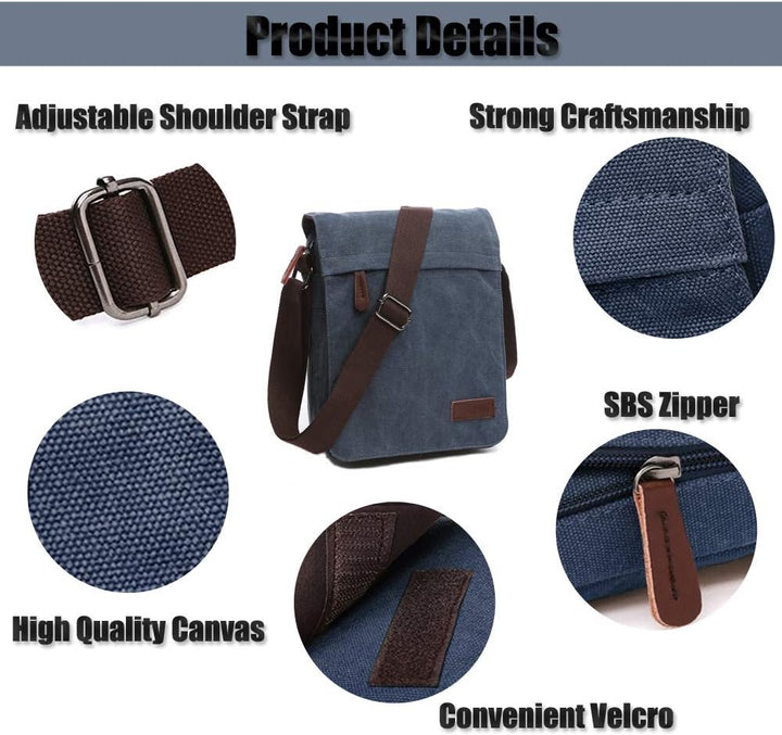 LOSMILE Herren Umhängetaschen, Leinwand Schultertaschen, Laptoptasche,Schulranzen, für Schule und Ar