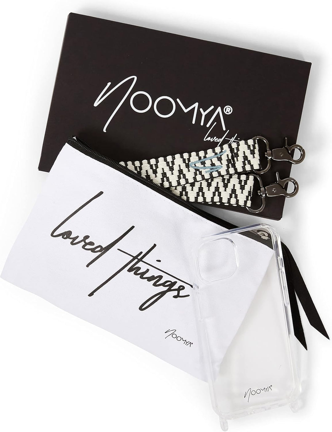 NOOMYA® Premium Fashion Handykette | Set Handyhülle iPhone 13 PRO & Handyband Midnight Star | Handyg