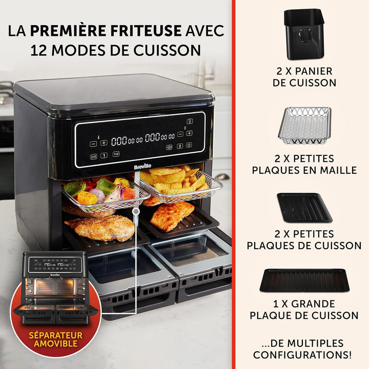 Breville Heissluftfritteuse Halo Flexi | Digitale Doppelkammer-Heissluftfritteuse | 11 l Air Fryer:
