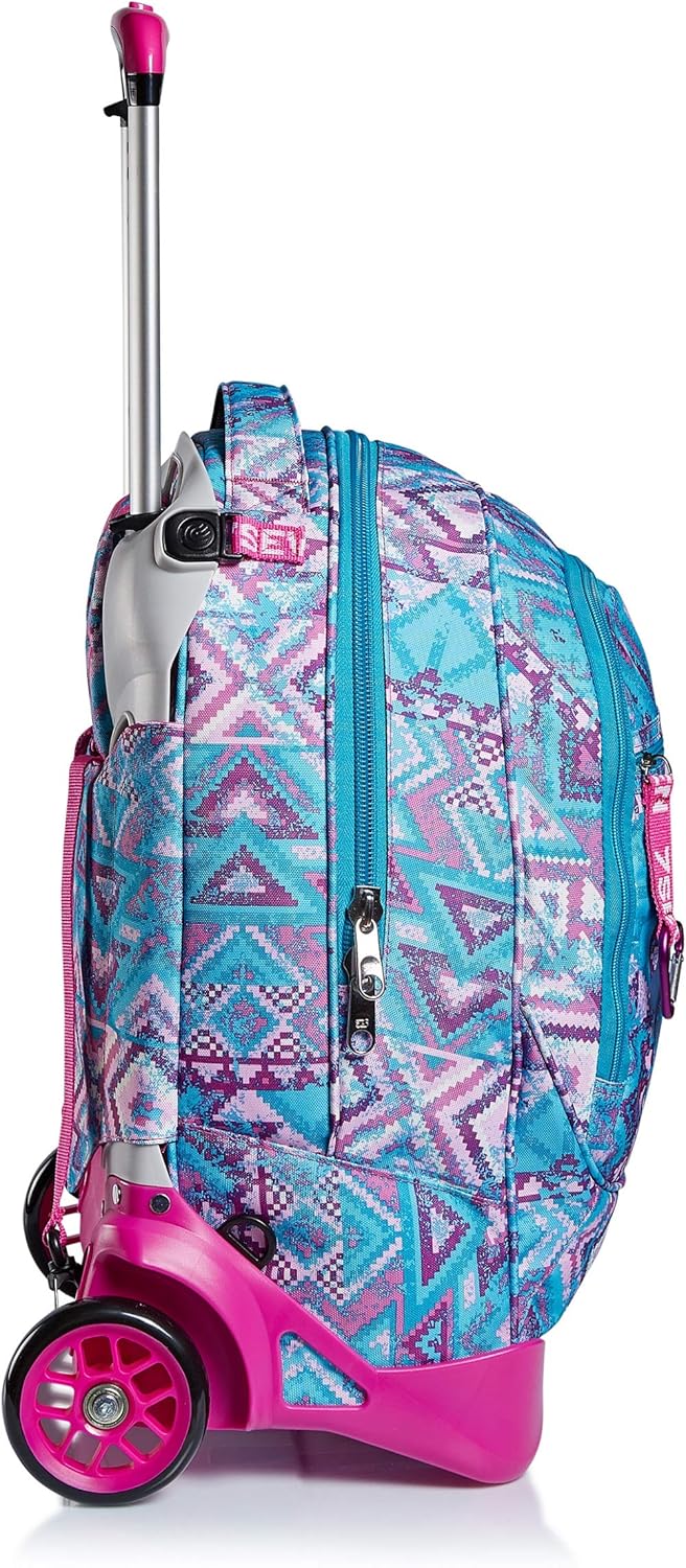 Seven Trolley, Rucksack mit Trolleyfunktion, Schulranzen mit Rollen, 3 in 1, Abnehmbarer Rucksack, a