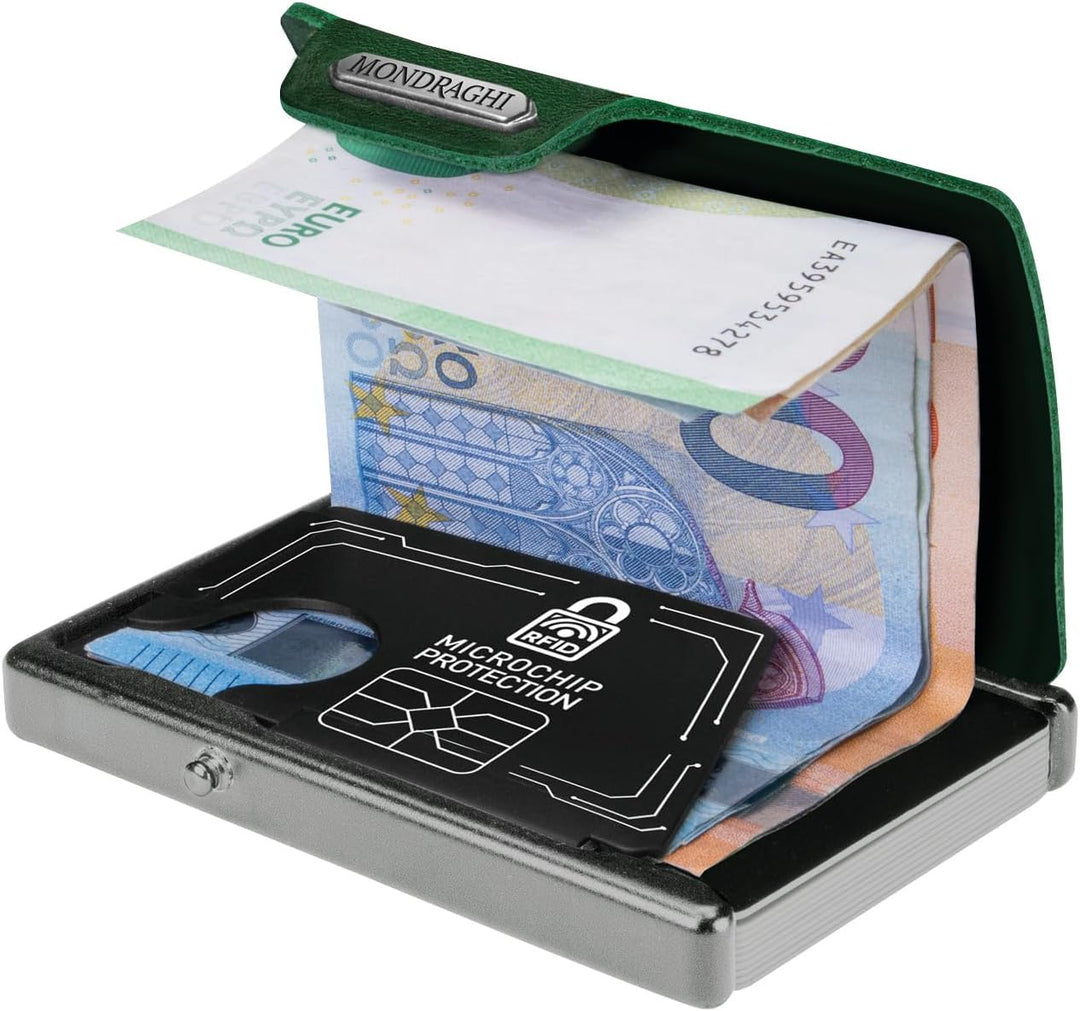 Mondraghi Miniwallet aus echtem Leder Leicht und handlich. Schlanker Geldbeutel für Kreditkarten, Ba