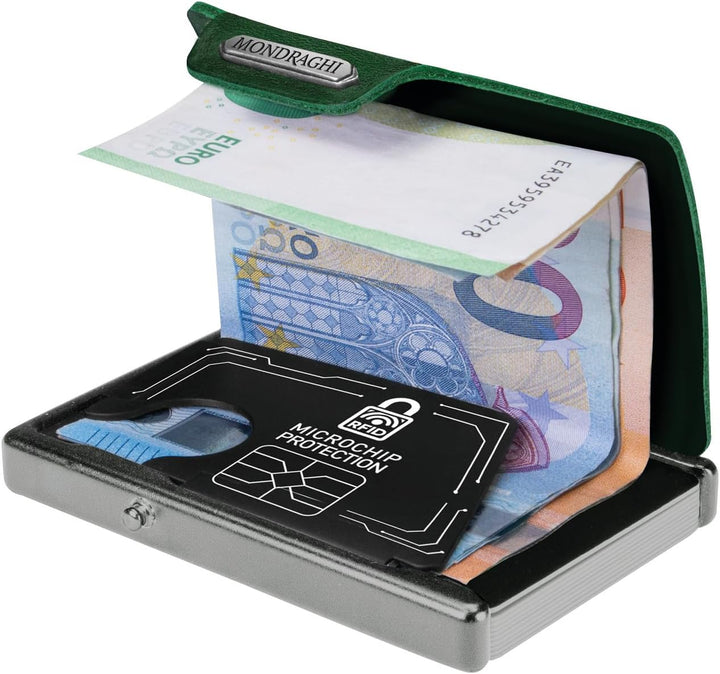 Mondraghi Miniwallet aus echtem Leder Leicht und handlich. Schlanker Geldbeutel für Kreditkarten, Ba