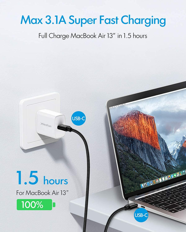 CLEEFUN USB C auf USB C Kabel 10M 60W(20V/3A), USB 2.0 auf USB C Ladekabel, Schnelladekabel für Sams