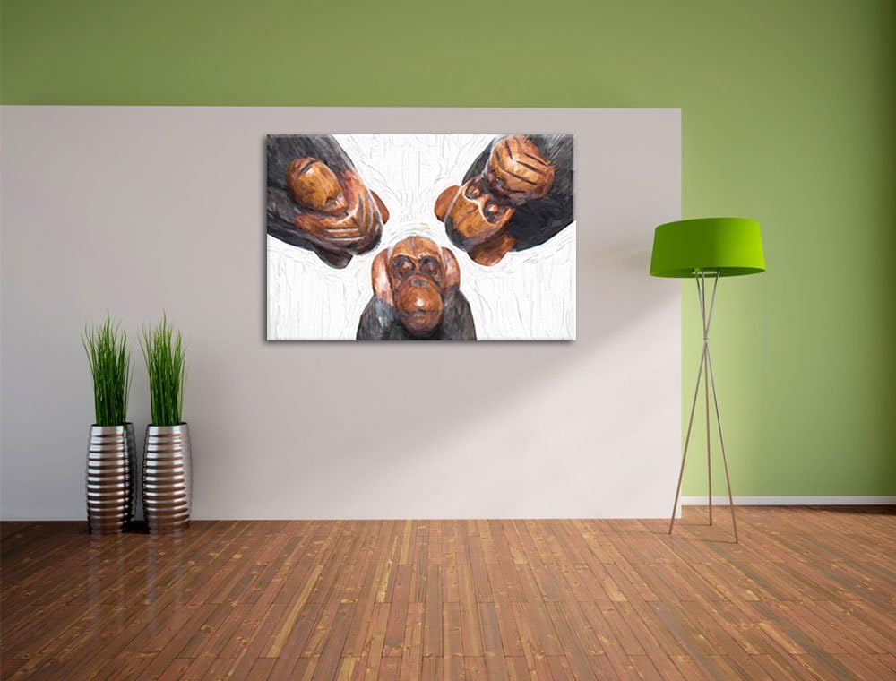 Pixxprint Nichts hören/sehen/Sagen als Leinwandbild/Grösse: 100x70 / Wandbild/Kunstdruck/fertig besp