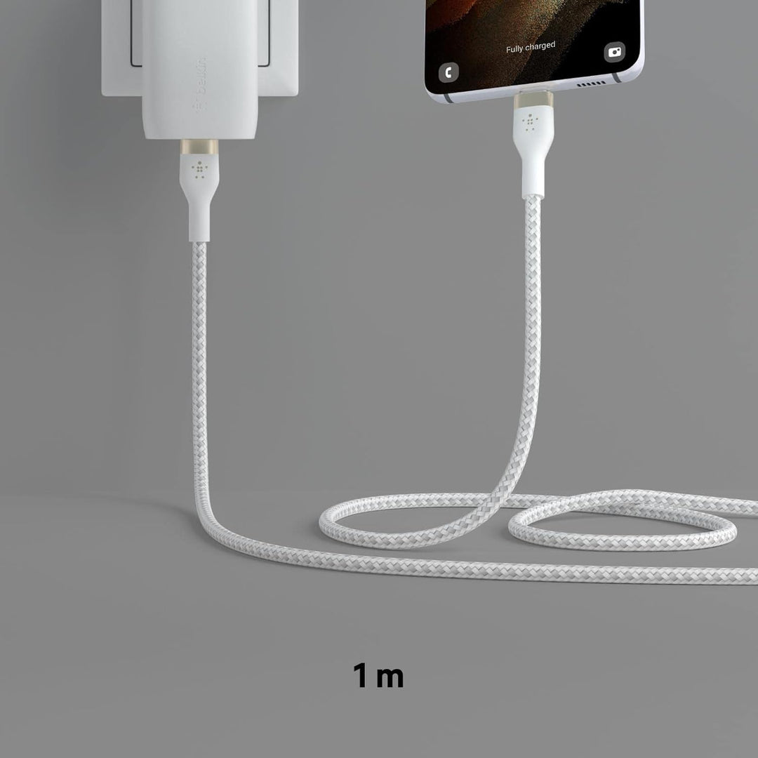 Belkin BoostCharge Pro Flex geflochtenes USB-C/USB-C-Ladekabel, USB-IF-zertifiziert zum Schnellladen