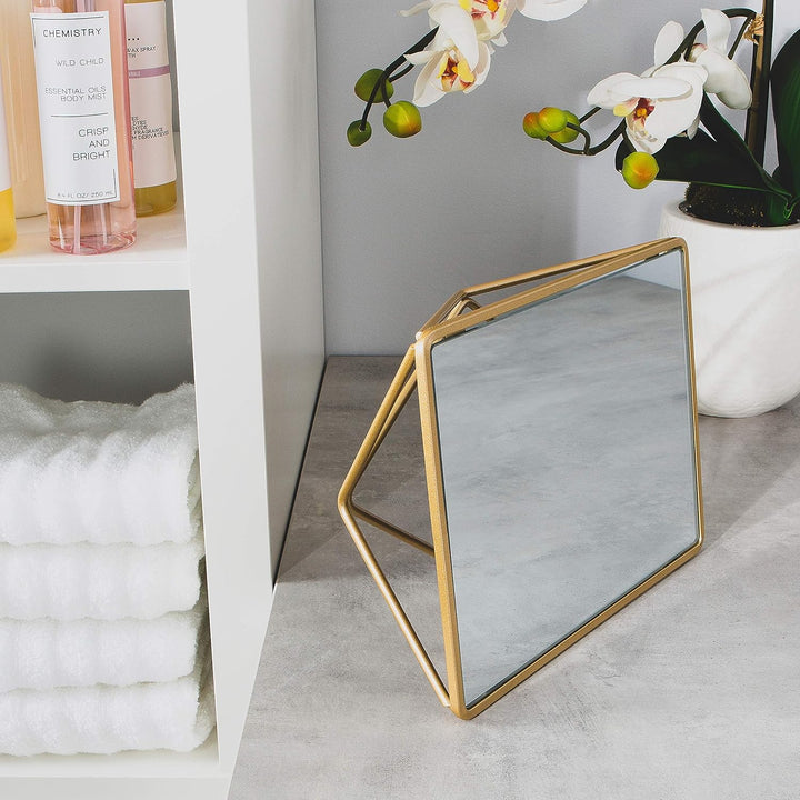 Bath Bliss Freistehender geometrischer Kosmetikspiegel, horizontal oder vertikal, für Make-up und Ra