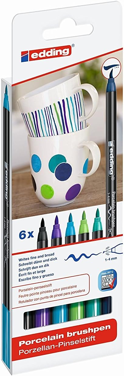 edding 4200 Porzellan-Pinselstift (auch für Glas und Keramik) [ Alle 3 Sortierungen ] Porzellan-Brus