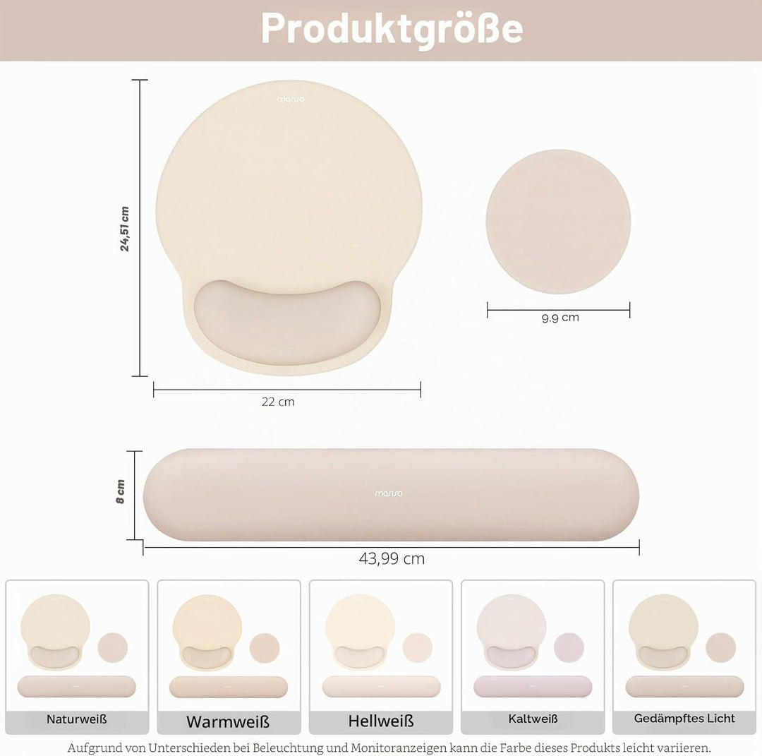 MOSISO Handgelenkstütze für Mauspad&Tastatur Set, Ergonomisch Kreisförmig Mauspad&Untersetzer rutsch
