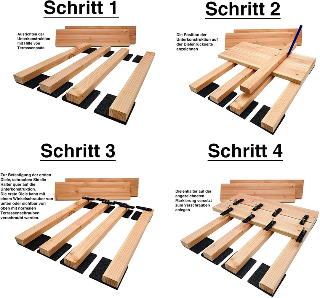 My Plast Terrassen-Abstandhalter – unsichtbarer Distanzhalter inkl. V2A Schrauben für ALU und Holz U
