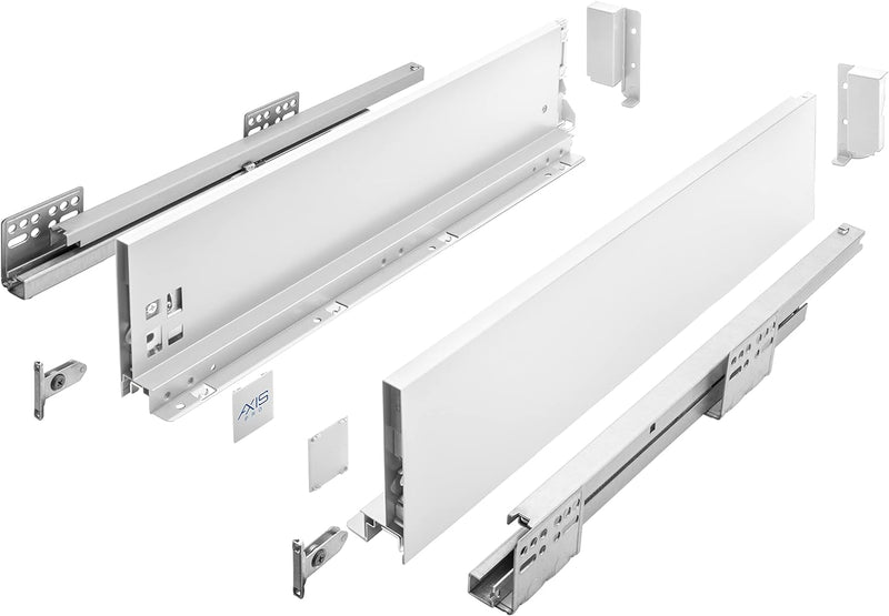 GTV Schubladenschienen AXIS PRO I Schubladenauszüge mit Vollauszug I Weiss I Belastbarkeit bis 40 kg