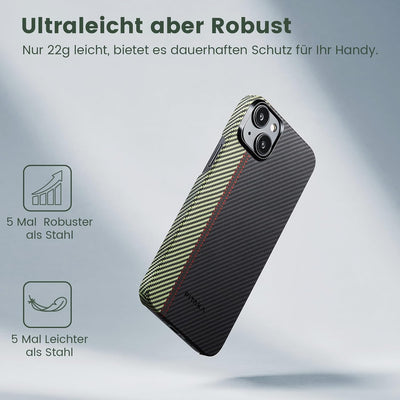 pitaka Ultradünne Hülle für iPhone 15 Plus Kompatibel mit Magsafe aus 600D Aramidfaser Magnetische S