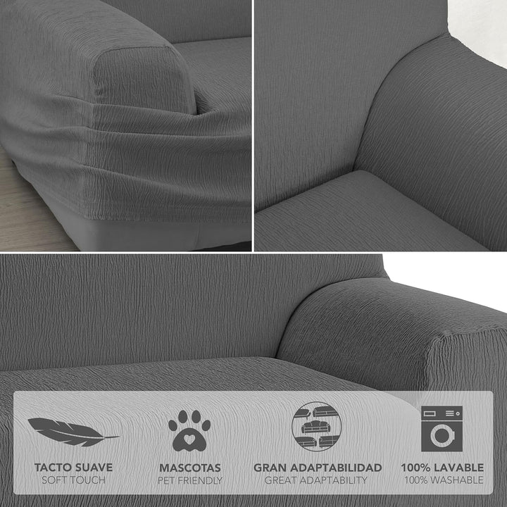 Martina Home Emilia Sofabezug, Anthrazit, 2-Sitzer 2 Plätze Anthrazit, 2 Plätze Anthrazit