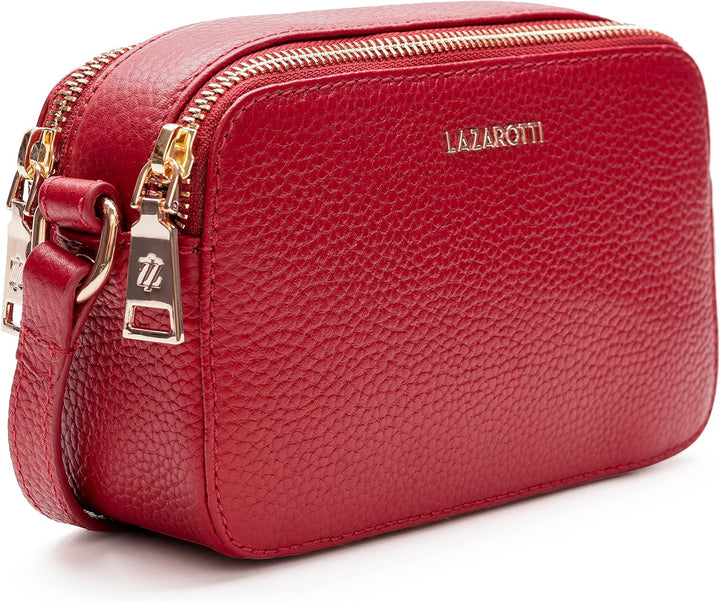 Lazarotti Bologna Leder Umhängetasche Damen | 2 Hauptfächer & längenverstellbarer Schulterriemen | m