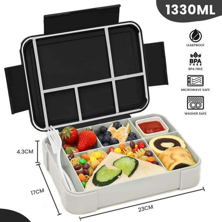 Bugucat Brotdose Kinder mit Fächern 1330ML 2 Set,Lunchbox Kinder Bento Box Auslaufsicher mit 6 Fäche