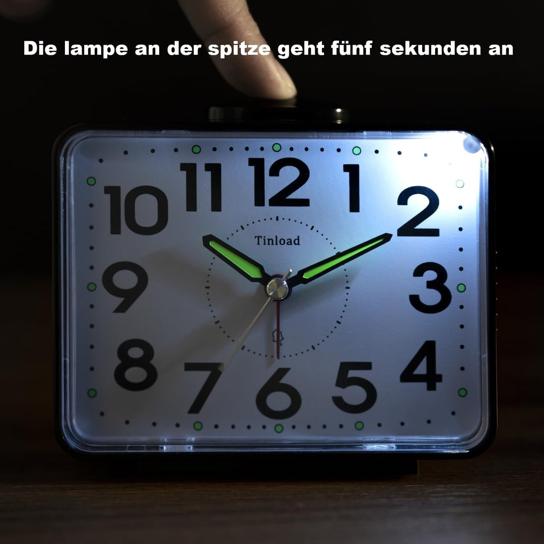 Analog Seniorenwecker mit Nachtlicht, 4 Zoll grosses Zifferblatt, Tischuhr mit Schlummerfunktion, la
