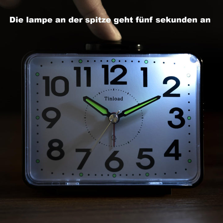 Analog Seniorenwecker mit Nachtlicht, 4 Zoll grosses Zifferblatt, Tischuhr mit Schlummerfunktion, la