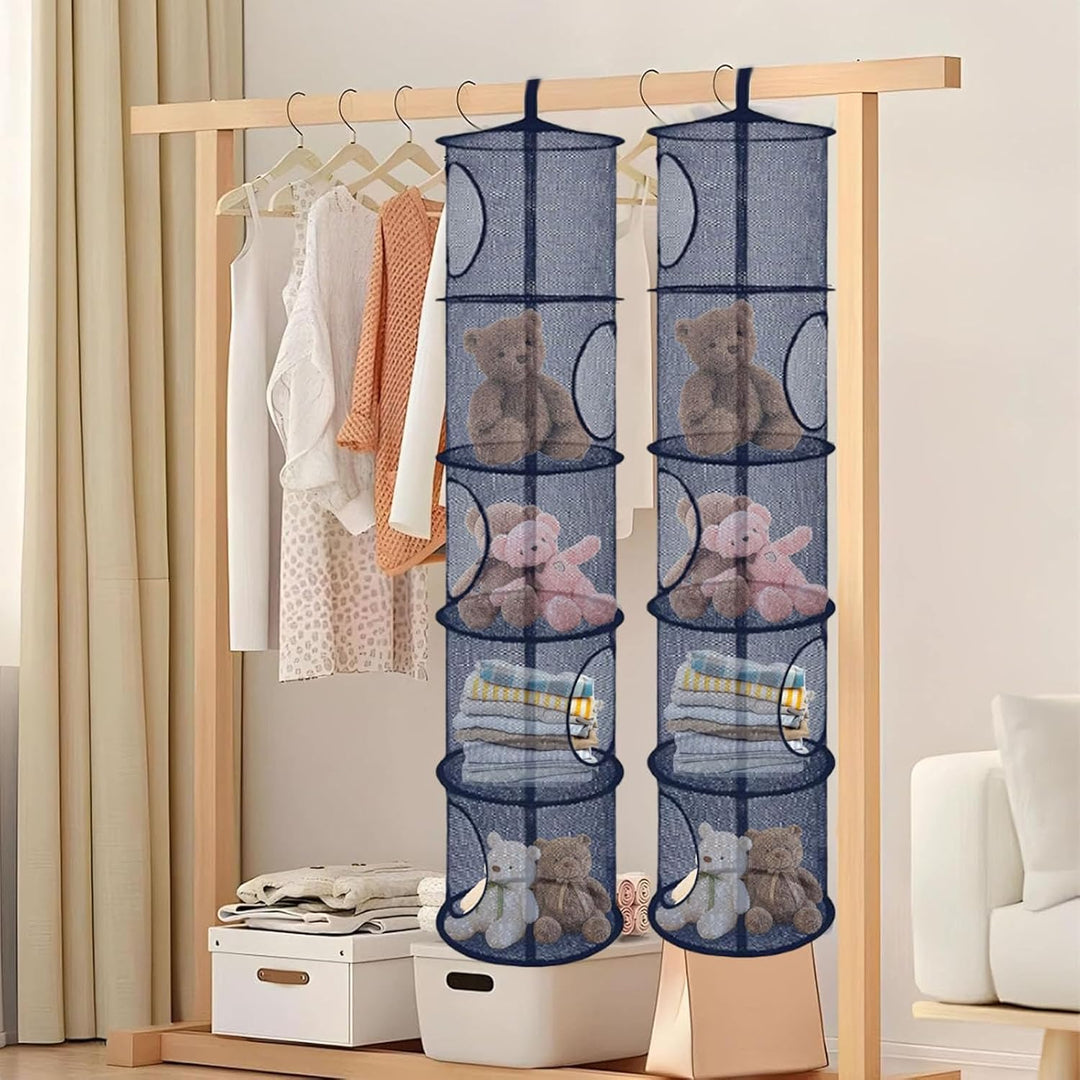 Hängeaufbewahrung, 2 Stück Faltbare Hängeaufbewahrung Organizer, 5 Fächer Hängeregal Mesh Hängende N