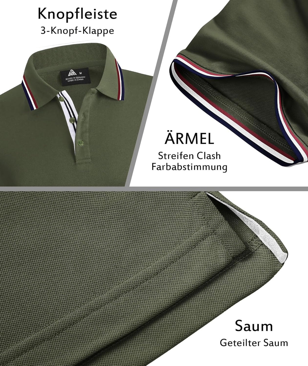 SwissWell Herren Poloshirt Kurzarm Atmungsaktiv Golf Tennis Sport Polo Sommer Freizeit T-Shirt M Arm