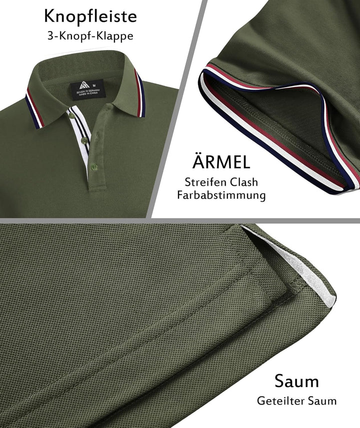 SwissWell Herren Poloshirt Kurzarm Atmungsaktiv Golf Tennis Sport Polo Sommer Freizeit T-Shirt M Arm
