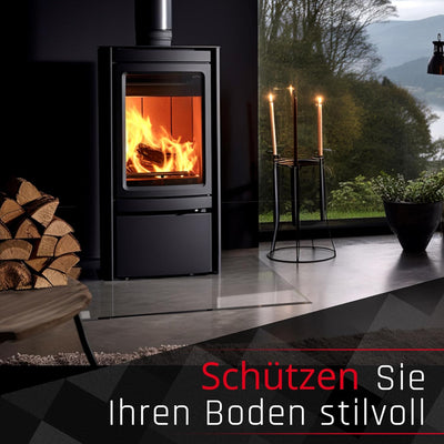 BIJON Funkenschutz-Platte mit Facettenschliff | Glasplatte Kaminofen | Kaminschutz mit ESG Sicherhei