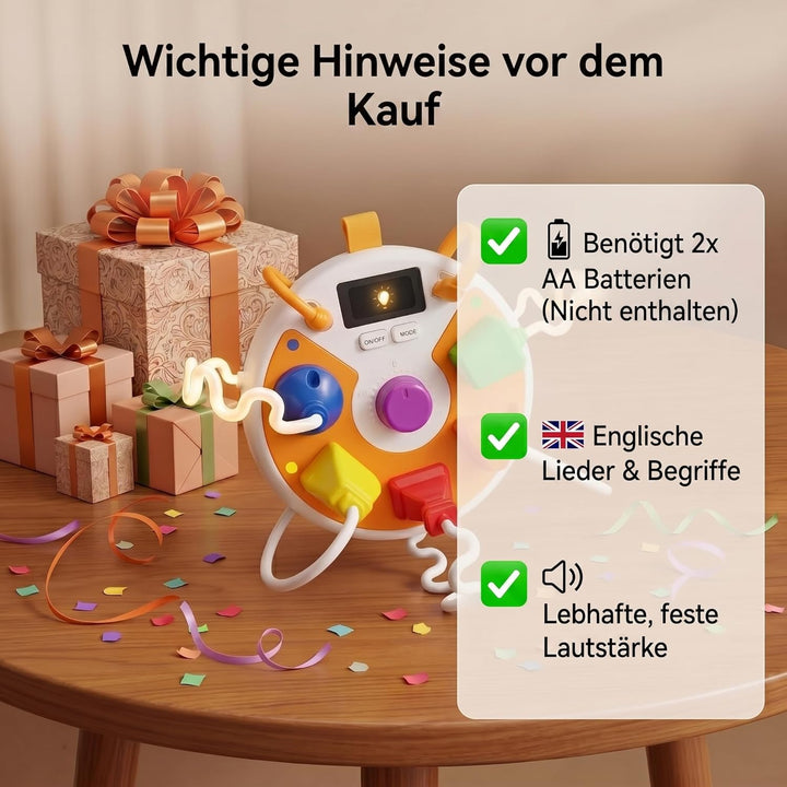 Montessori Steckdose Spielzeug 2026 Neuheit, Multifunktionales Busy Board mit Musik & 6 Geräuscheffe