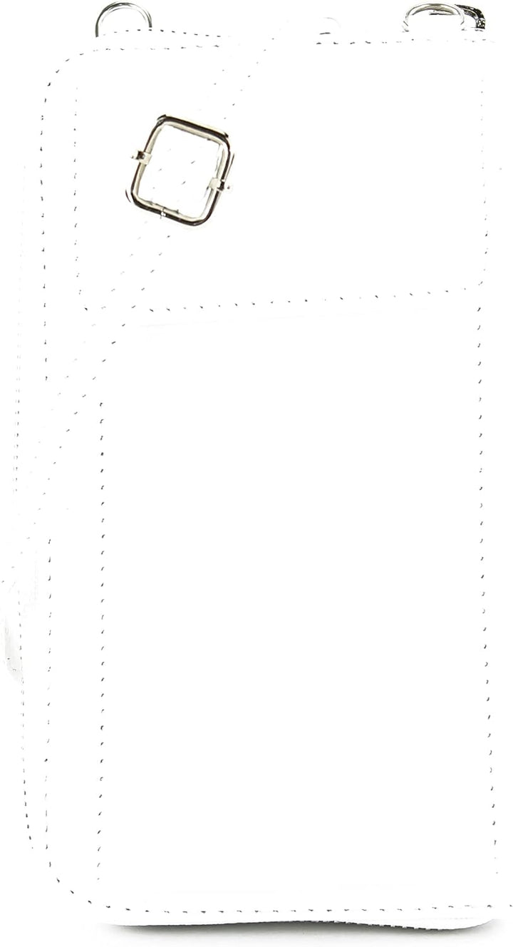 modamoda de - P06 - ital. Damen Umhängetasche Geldbörse Handytasche Leder Weiss, Weiss