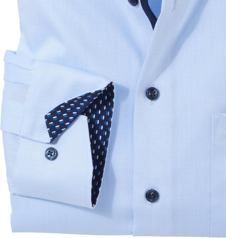 OLYMP Herren Businesshemd Langarm Luxor,Einfarbig,Comfort fit,New Kent 40 Bleu 11, 40 Bleu 11