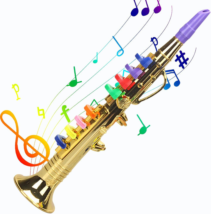 Saxophon für Kinder, Musical Sound Toy, mit 8 farbigen Notenschlüsseln, geeignet für Teach Basic Son