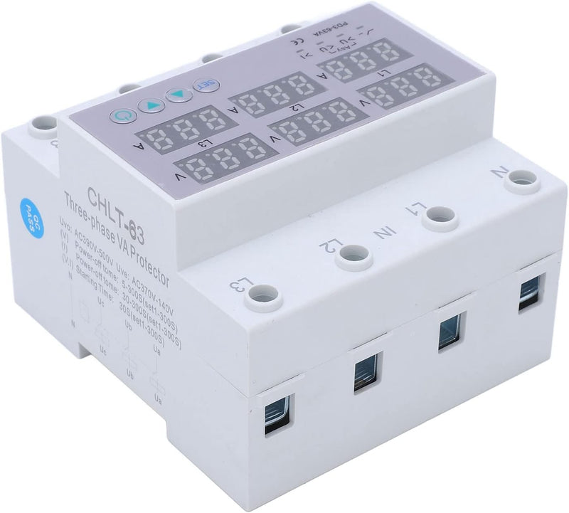 3 Phase Din Rail Voltmeter, CHLT 63 Digital LCD Display Automatic Reset Din Rail Voltmeter Ammeter A