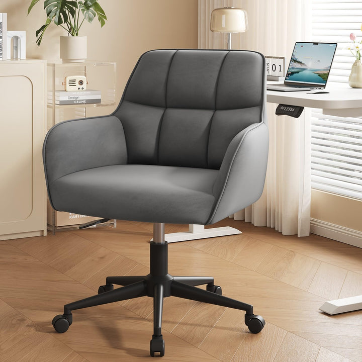 YOUDENOVA Schreibtischstuhl, Drehstuhl mit Rollen, Schminkstuhl Höhenverstellbar, Homeoffice Stuhl,