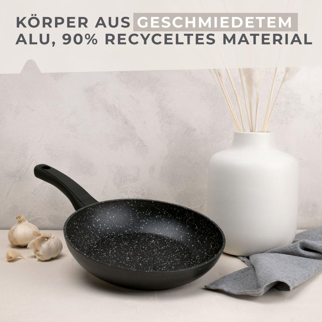 Fackelmann Bratpfanne Marble 24 cm, Antihaft-Pfanne aus 90% recyceltem Aluminium mit ergonomischem K