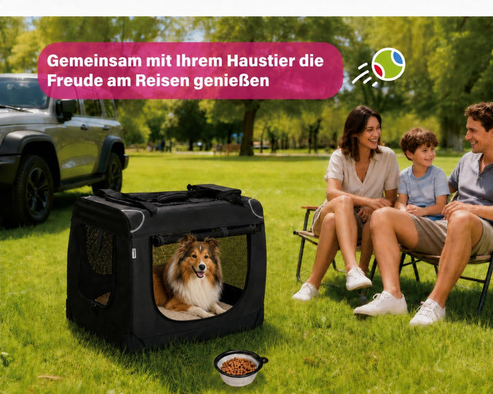 Zedelmaier Hundebox Faltbar Hundetransportbox, XL 81x58x56cm, robust Transportbox für Hund &amp; Katze G