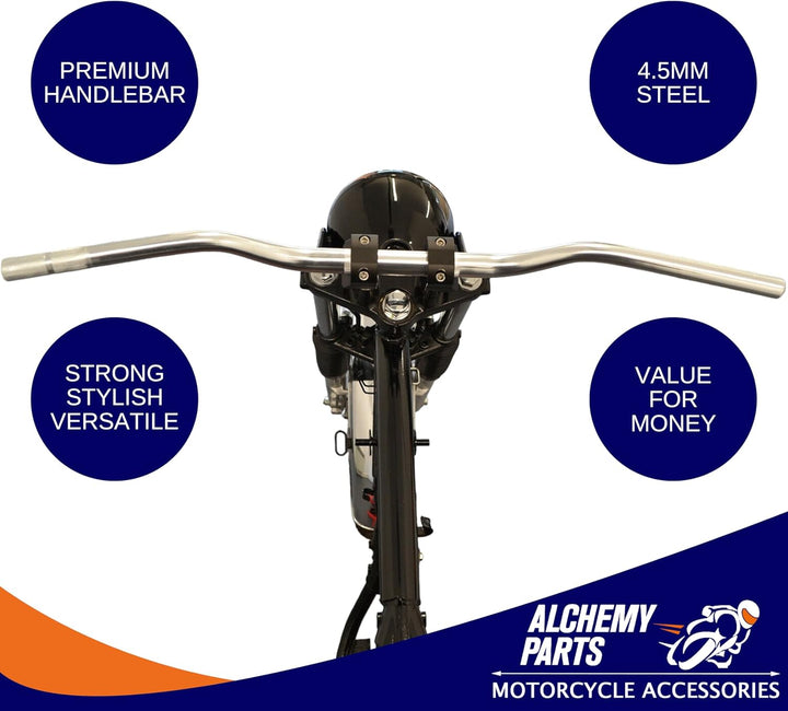Motorrad Lenker Fat Stangen Jeans 28mm Motocross Streetfighter Supermoto - Chrom, fat bar, Silbern,