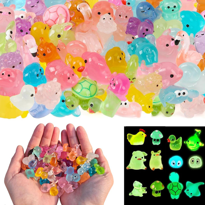 120 Stück Mini Leuchtende Tiere, DIY Micro Landschaft Szenen, Kleine Tierfiguren Winzige Tiere Leuch