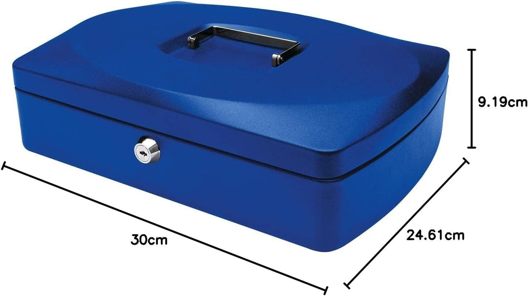 Q-Connect KF02625 Geldkassette 30,48 cm blau Blau 325 x 235 x 85 mm, Blau 325 x 235 x 85 mm