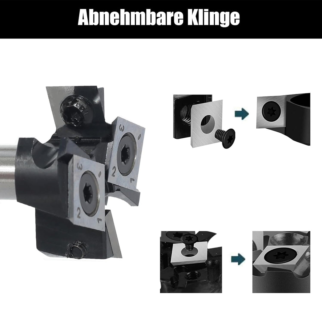 AKYLIN Planfräser 12mm schaft，2+2 Flöten Planfräser holz für Oberfräse，Abrichtfräser mit 4-seitigen