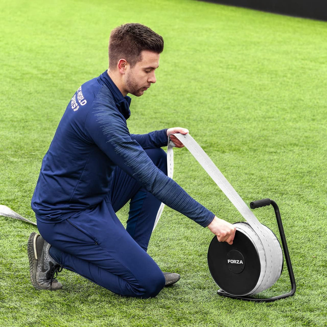 FORZA 100m Spielfeldmarkierungsband [3 Farben] - Linienmarkierung für Sportplätze Weiss, Weiss