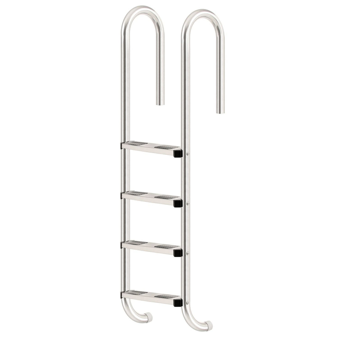 Zelsius V2A Edelstahl Poolleiter mit 4 Stufen | 50 x 26,5 x 157 cm - Silber | mit Rutschsicherung |