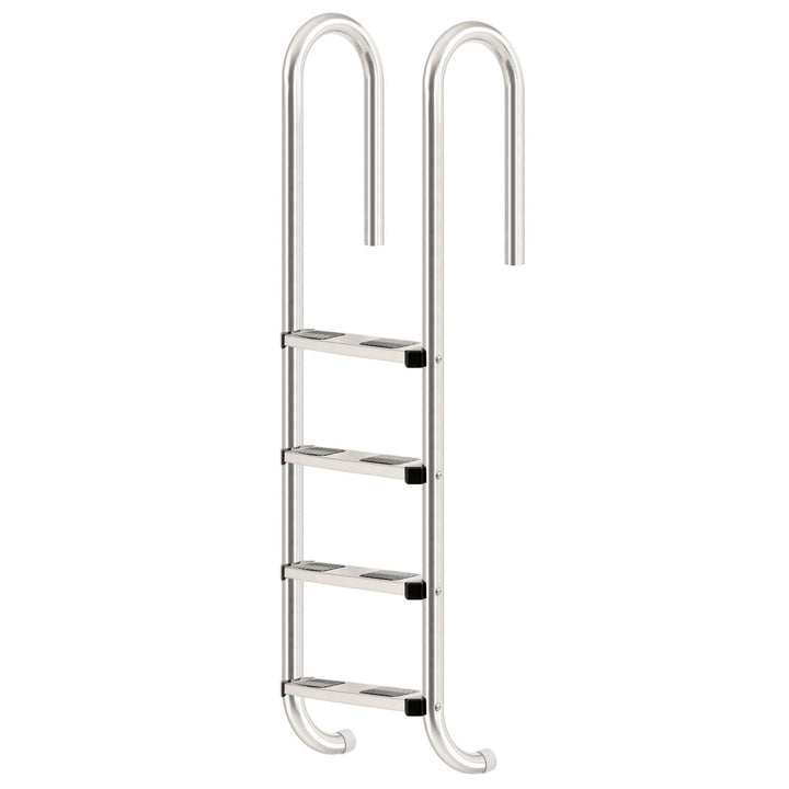 Zelsius V2A Edelstahl Poolleiter mit 4 Stufen | 50 x 26,5 x 157 cm - Silber | mit Rutschsicherung |