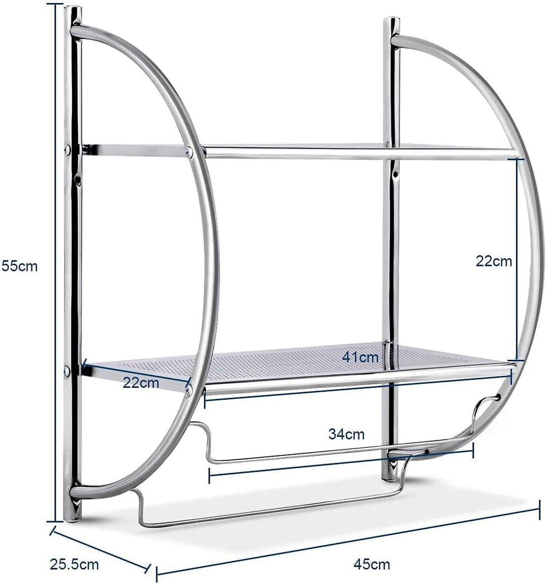 RELAX4LIFE Badregal Rostfrei, platzsparendes Duschregal mit 2 Ebenen & 2 Handtuchhalter, Handtuchstä