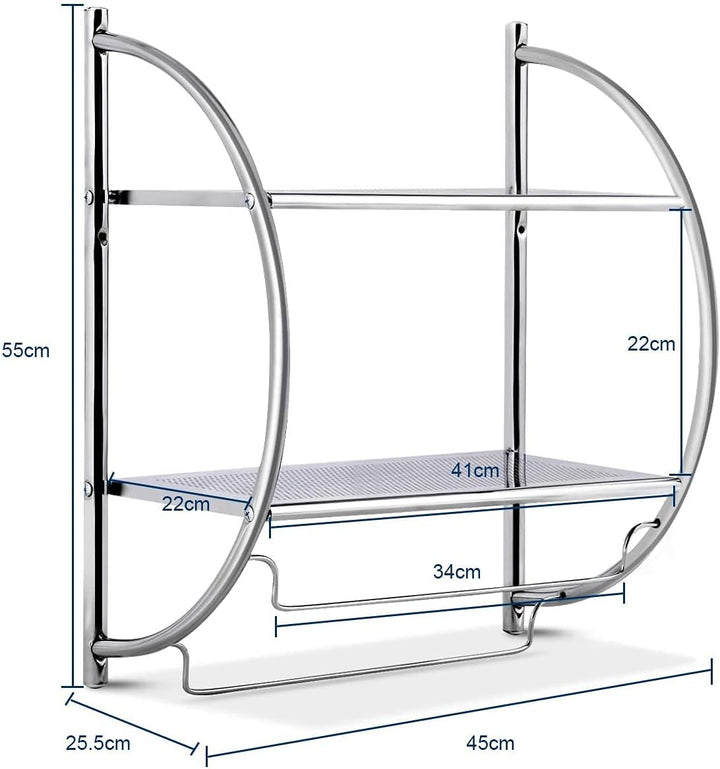 RELAX4LIFE Badregal Rostfrei, platzsparendes Duschregal mit 2 Ebenen & 2 Handtuchhalter, Handtuchstä